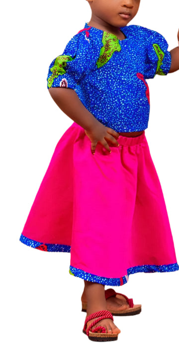 FREMA Silk Skirt and Ankara Top 2 Piece