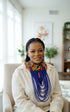 Regal Cascade Buttoned Beadwork Ankara Necklace - African Statement Choker