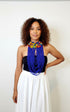 Regal Cascade Buttoned Beadwork Ankara Necklace - African Statement Choker
