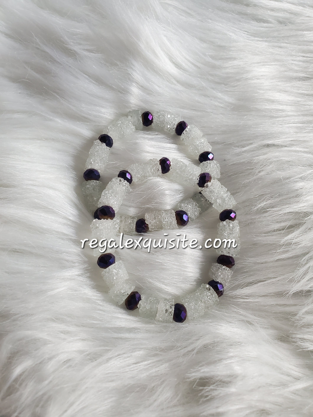 Imani Crystal Frost and Amethyst Bracelet Set - Purple