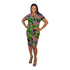 KEALATILE African Print Button-Front Shift Dress With Drawstring Sides