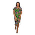 KEALATILE African Print Button-Front Shift Dress With Drawstring Sides