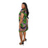 KEALATILE African Print Button-Front Shift Dress With Drawstring Sides