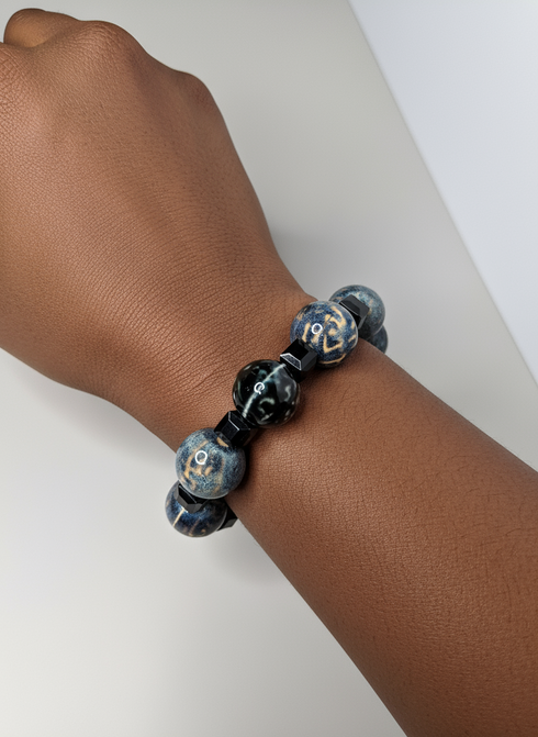 JALIA Luxurious Midnight Marble Handmade Beaded Hand Bracelet