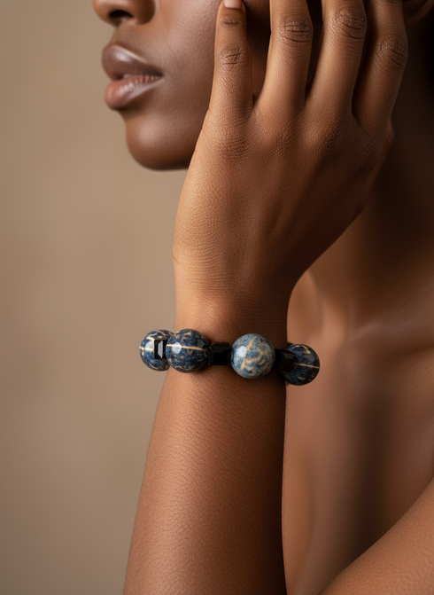 JALIA Luxurious Midnight Marble Handmade Beaded Hand Bracelet