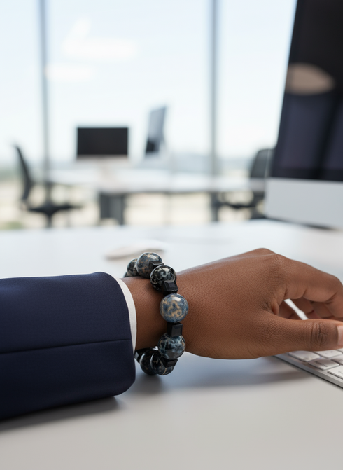 JALIA Luxurious Midnight Marble Handmade Beaded Hand Bracelet