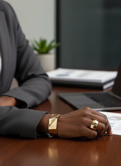 MALIKA Bold Geometric Gold Cuff Bracelet only – Stainless Steel 
Women Jewelry