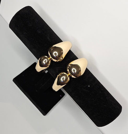 NABILA Bold Twin-Tip Gold Statement Cuff Bracelet Only – Stainless Steel Women’s Jewelry