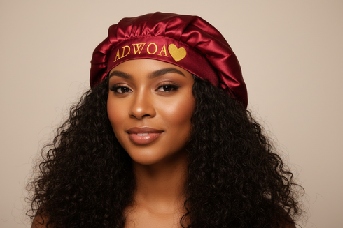 NAWOTWE ADWOA Days of the Week African Names Satin Bonnet Hair Accessory with Adjustable Tie Back - Monday
