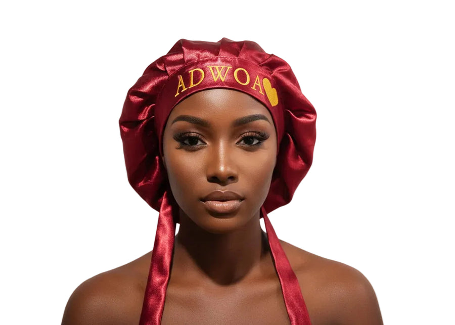 NAWOTWE ADWOA Days of the Week African Names Satin Bonnet Hair Accessory with Adjustable Tie Back - Monday