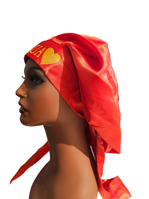 NAWOTWE AKOSUA Days of the Week African Names Satin Bonnet Hair Accessory with Adjustable Tie Back - Sunday