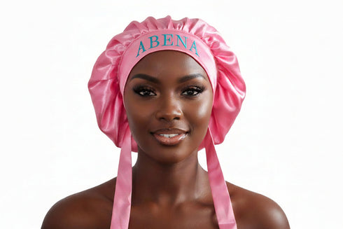 NAWOTWE ABENA Days of the Week African Names Satin Bonnet Hair Accessory with Adjustable Tie Back - Tuesday
