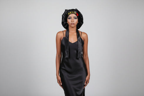 NAWOTWE AKUA Days of the Week African Names Satin Bonnet Hair Accessory with Adjustable Tie Back - Wednesday