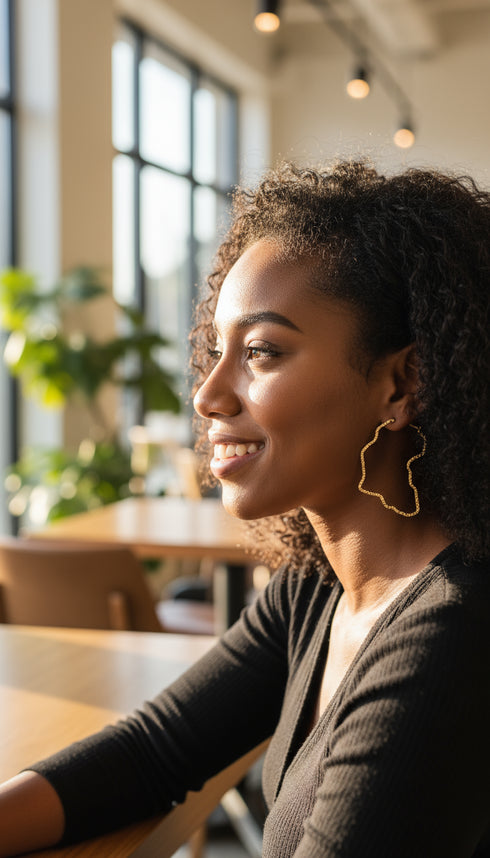 Golden Horizon African Map Hoop Earrings