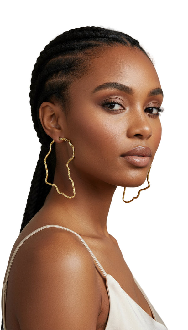 Golden Horizon African Map Hoop Earrings