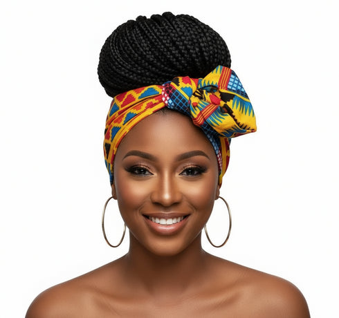 Adepa tie-on Ankara Headwrap/ Headpiece scarf - one-yard duku