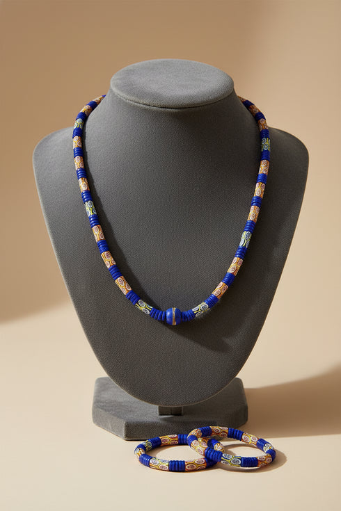 KUKUA Kids Babies Royal Handmade African Bead 3-Piece Set - Royal Blue