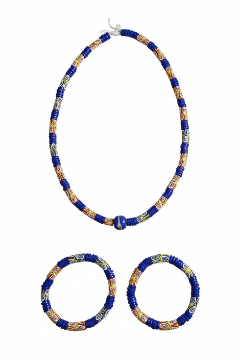 KUKUA Kids Babies Royal Handmade African Bead 3-Piece Set - Royal Blue