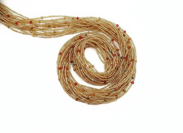 Afriyie Gold Glass Beads with Colored Accents Waist Beads – Ahyenie