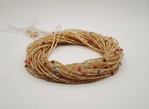 Afriyie Gold Glass Beads with Colored Accents Waist Beads – Ahyenie