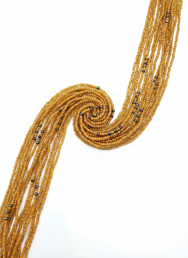 Boatemaa Handmade Orange Waist Beads with Blue Bead Accent Strand Blue Waist Beads - Ahyenie