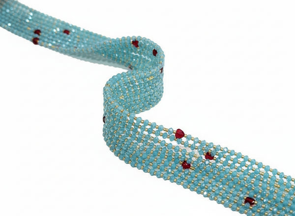 Epo Ocean Handmade Ahyenie Turquoise Heart Glass Waist Beads