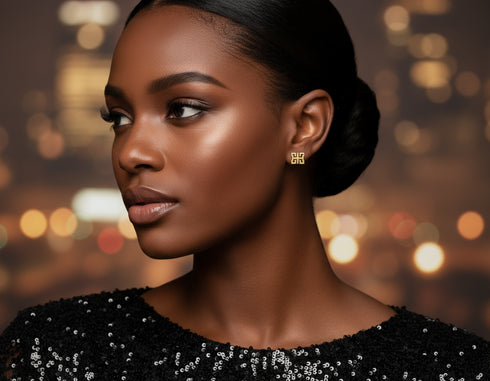 Virtue WO FORO DUA PA Adinkra Minimalist Stud Earrings – African Stainless Steel Jewelry for Women