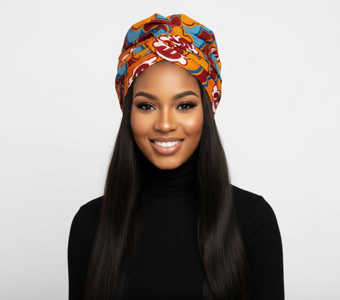 Adepa tie-on Ankara Headwrap/ Headpiece scarf - one-yard duku