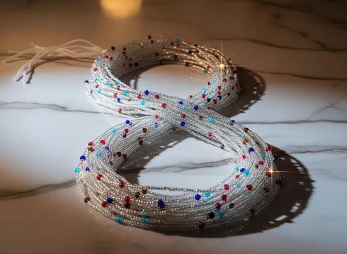 Afriyie Silver Glass Beads with Colored Accents Waist Beads – Ahyenie