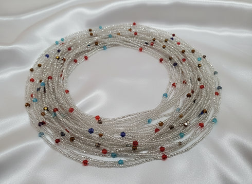 Afriyie Silver Glass Beads with Colored Accents Waist Beads – Ahyenie