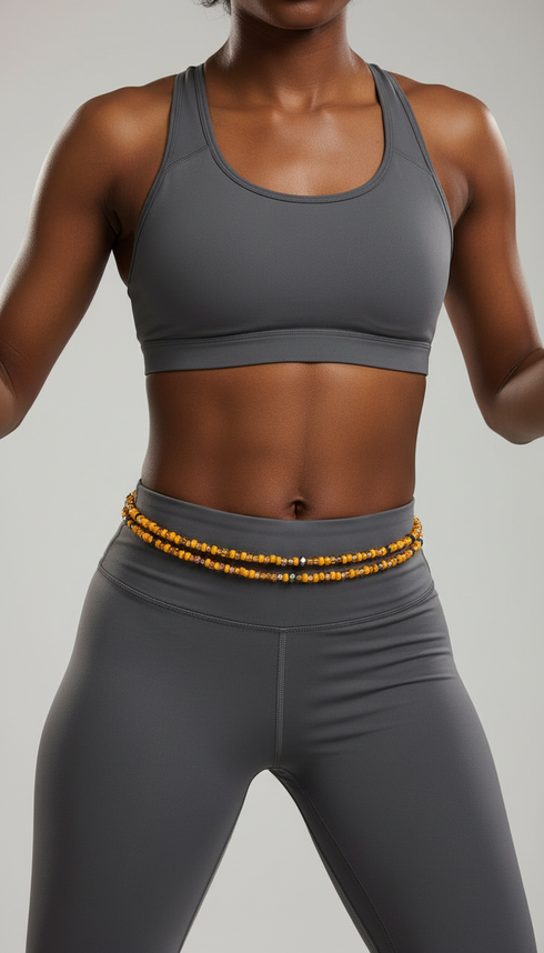 Boatemaa Handmade Orange Waist Beads with Blue Bead Accent Strand Blue Waist Beads - Ahyenie