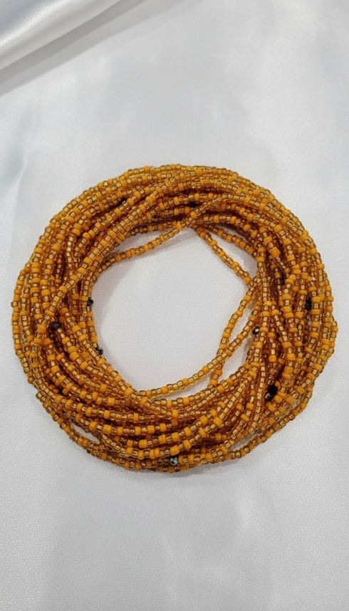 Boatemaa Handmade Orange Waist Beads with Blue Bead Accent Strand Blue Waist Beads - Ahyenie