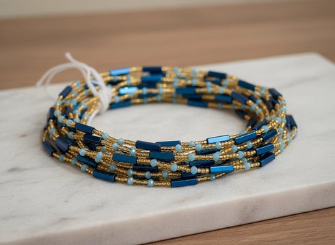 Nsroma Blue Instincts Waist Beads - Ahyenie 50 inch