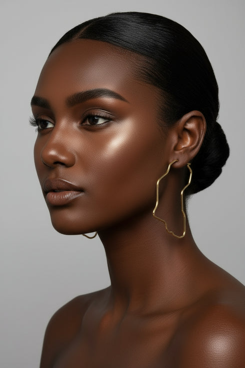 Elegant Contour African Map Hoop Earrings