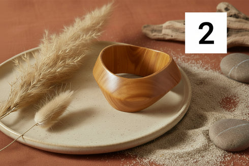 Wooden ring on a marble surface