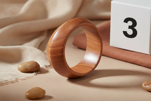 Wooden ring on a marble surface