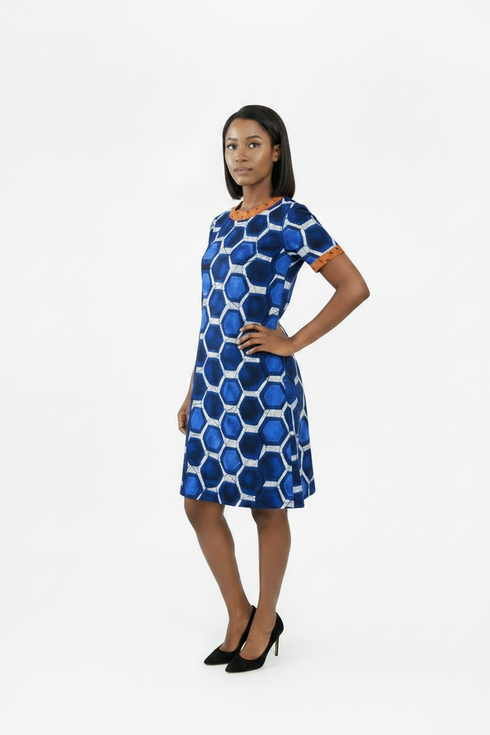 ARIELLE Ankara Print Women Short Sleeve Shift Dress, African Print Mini Dress, Casual Ankara Dress for Women in Different Prints