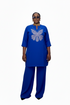 AZURIA Royal Luxe Stoned Butterfly Crystal Embellished High Quality Crepe Pants and Top Set