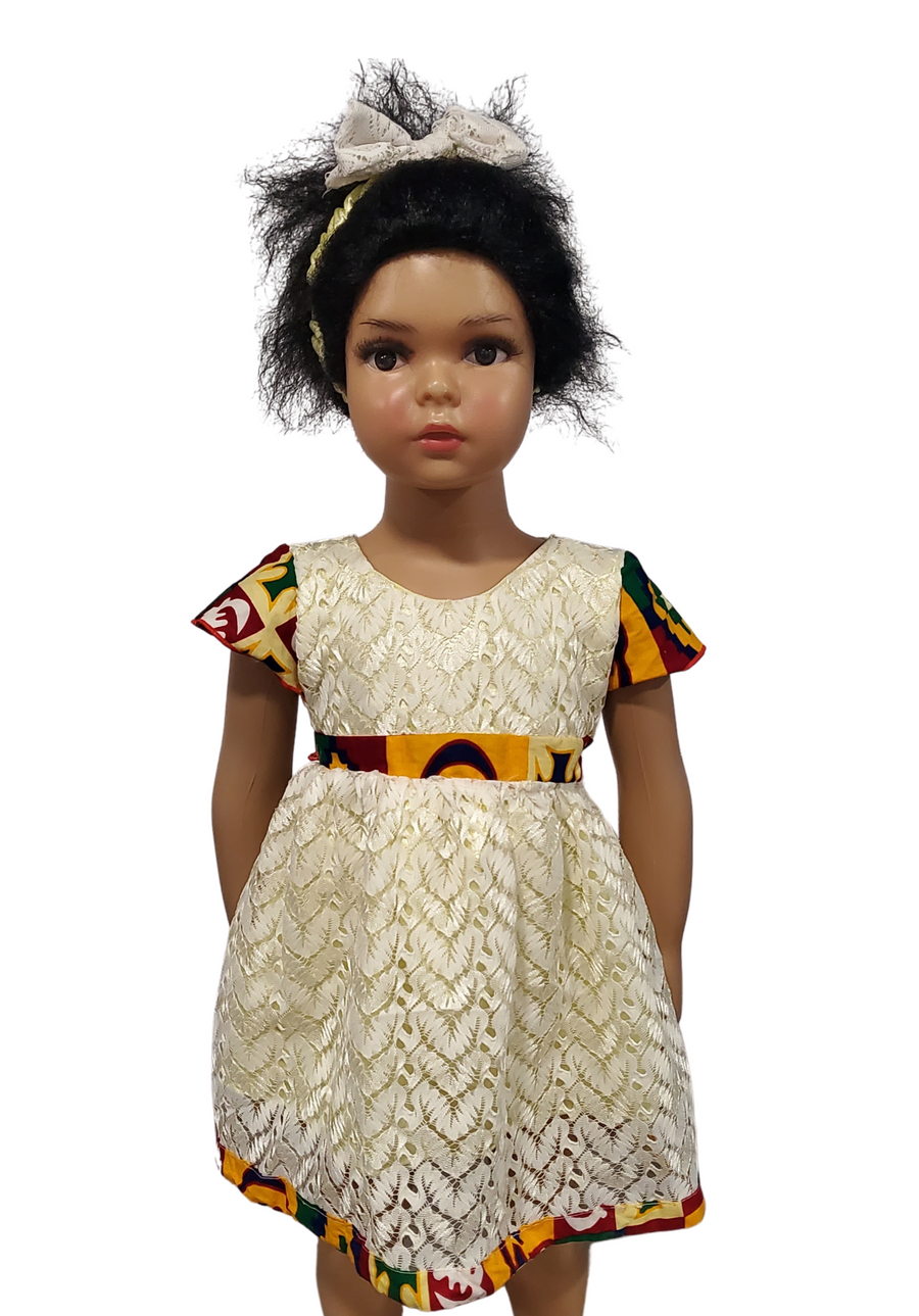 Aarona shape butterfly sleeve belted Lace dress