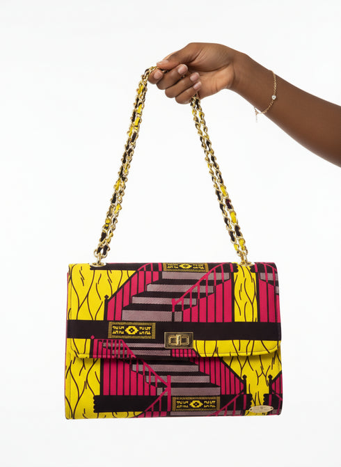 Abara Vividfest Ankara/African Print / Aso-Oke Fugu Kente/ Leather Clutch / Handbag for Women