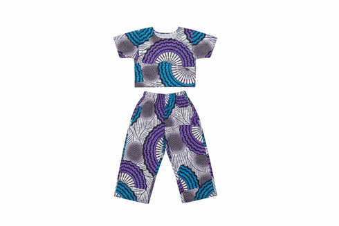 Abeni Girl's Ankara/African Print Pant and top Two-Piece Set