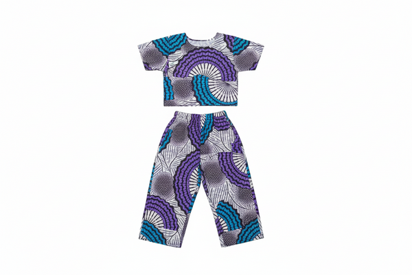 Abeni Girl's Ankara/African Print Pant and top Two-Piece Set