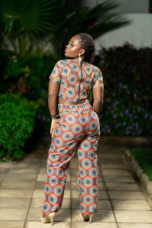Abeni Women's Ankara/African Print Pant and Top Two-Piece Set