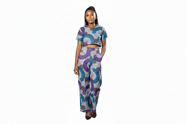 Abeni Women's Ankara/African Print Pant and Top Two-Piece Set