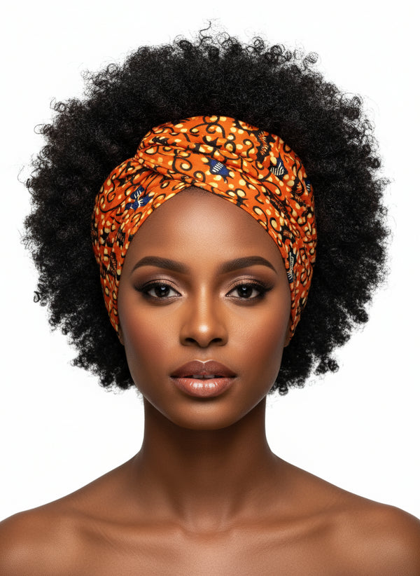 Adepa tie-on Ankara Headwrap/ Headpiece scarf - one-yard duku