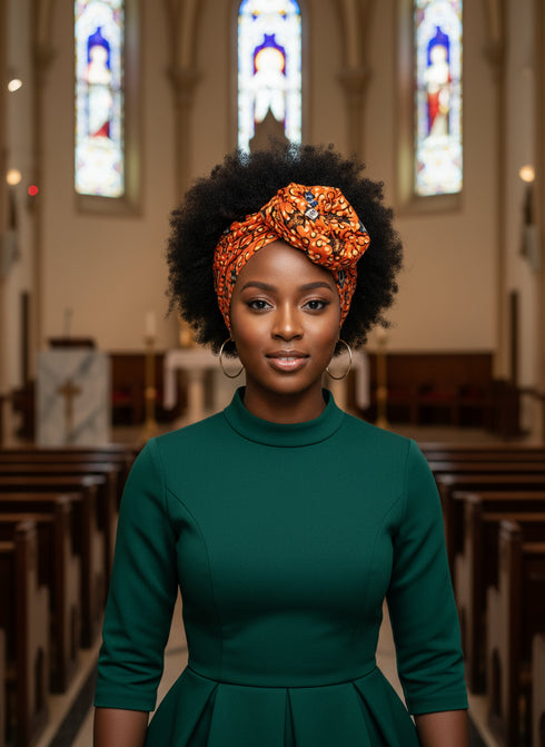 Adepa tie-on Ankara Headwrap/ Headpiece scarf - one-yard duku