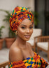 Adepa tie-on Ankara Kente Headwrap/ Headpiece scarf - one-yard duku