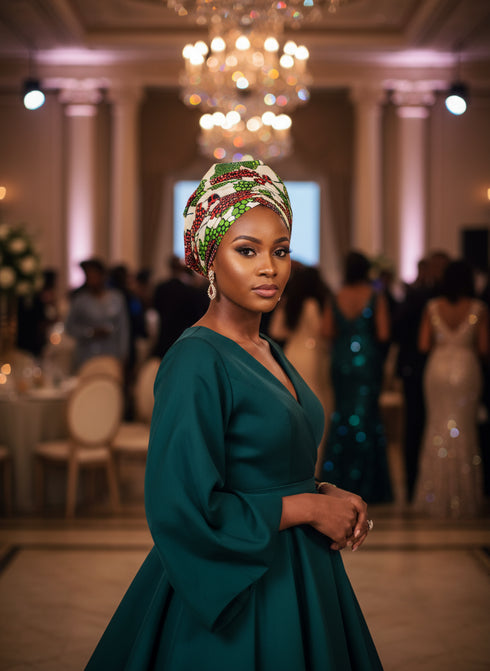 Adepa tie-on Ankara Headwrap/ Headpiece scarf - one-yard duku