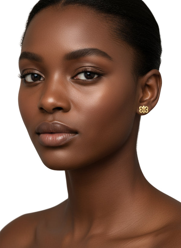 Endurance HYE WON HYE Adinkra Stud Earrings – African Stainless Steel Jewelry for Women