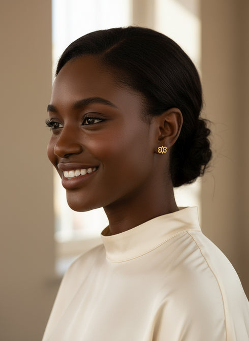 Endurance HYE WON HYE Adinkra Stud Earrings – African Stainless Steel Jewelry for Women